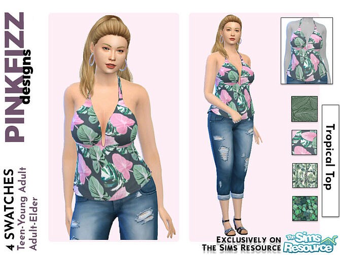 Sims 4 Tropical Top by Pinkfizzzzz at TSR