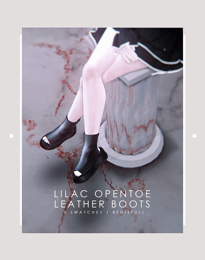 Sims 4 Lilac opentoe leather boots FM at Bedisfull – iridescent
