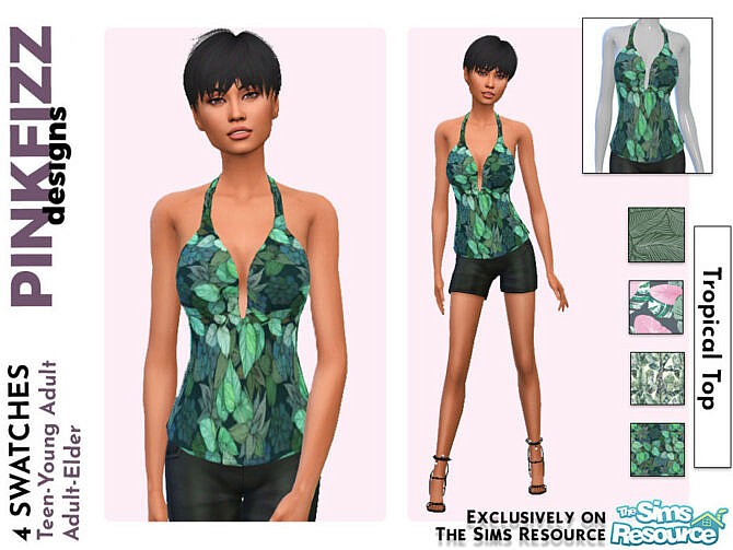 Sims 4 Tropical Top by Pinkfizzzzz at TSR