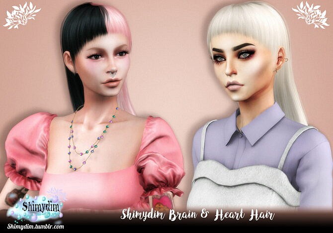 Sims 4 Brain & Heart Hairstyle + Two Tone at Shimydim Sims