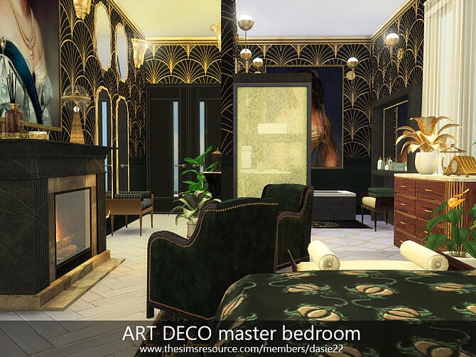 Sims 4 ART DECO master bedroom by dasie2 at TSR