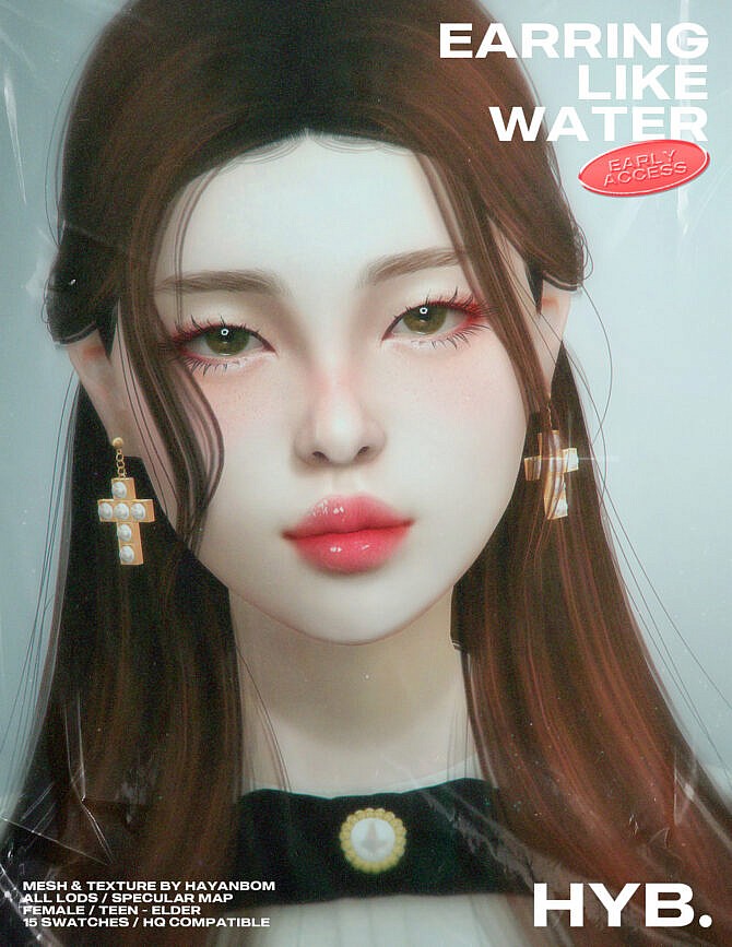 Sims 4 EARRINGS LIKE WATER at Hayanbom