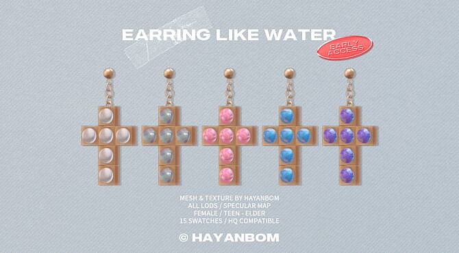 Sims 4 EARRINGS LIKE WATER at Hayanbom
