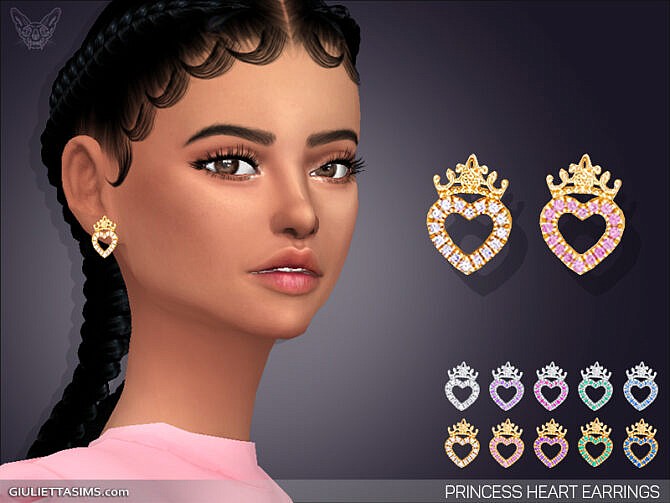 Sims 4 Princess Heart Stud Earrings at Giulietta