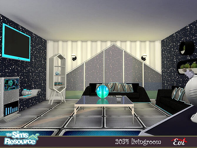 Sims 4 2034 livingroom by evi at TSR