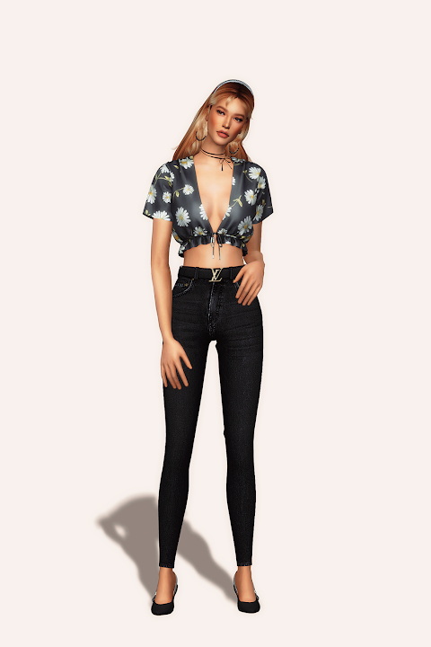 Sims 4 Tie Front Silk Top at Gorilla