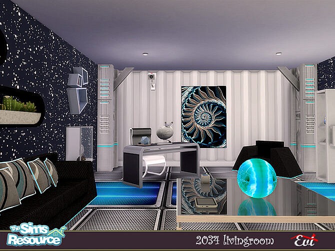Sims 4 2034 livingroom by evi at TSR