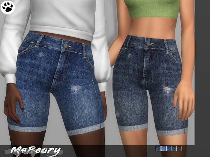 Sims 4 Denim Jean Shorts by MsBeary at TSR