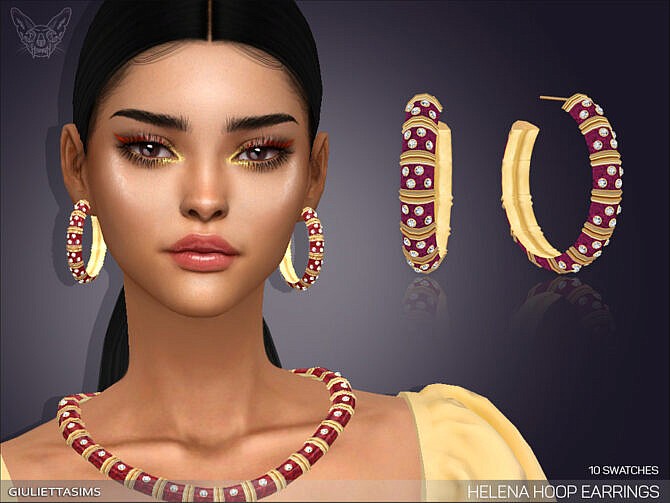 Sims 4 Helena Hoop Earrings by feyona at TSR