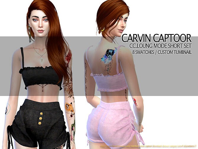 Sims 4 Loung Mode Short Set by carvin captoor at TSR