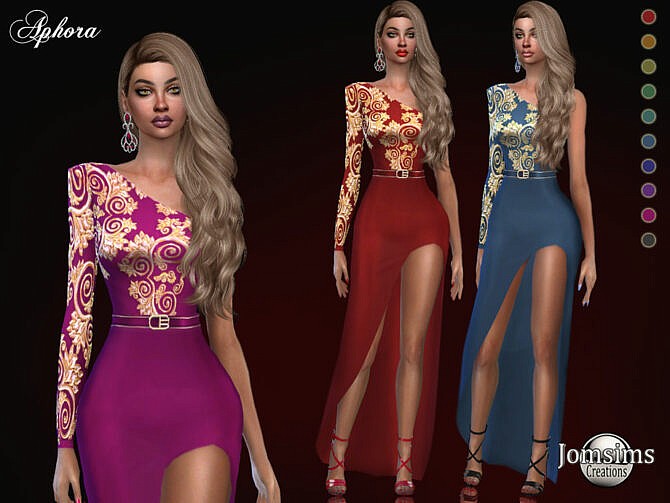 Sims 4 Aphora dress by jomsims at TSR