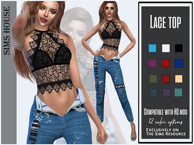 Sims 4 Lace top by Sims House at TSR