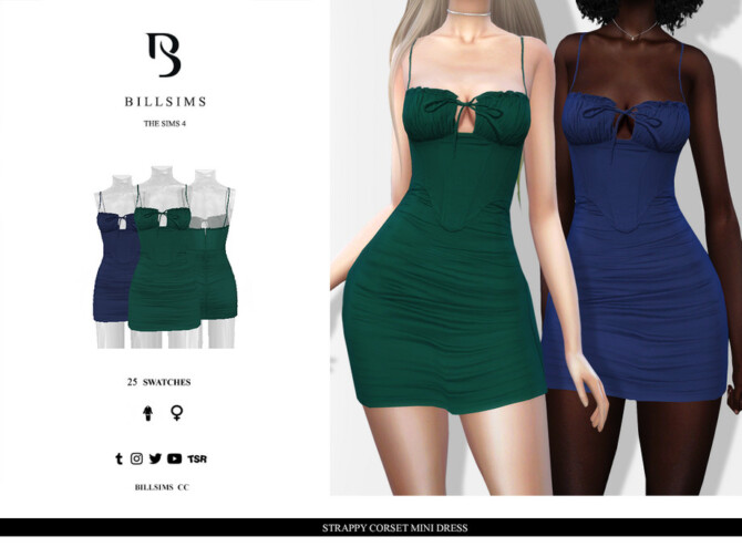 Sims 4 Strappy Corset Mini Dress by Bill Sims at TSR