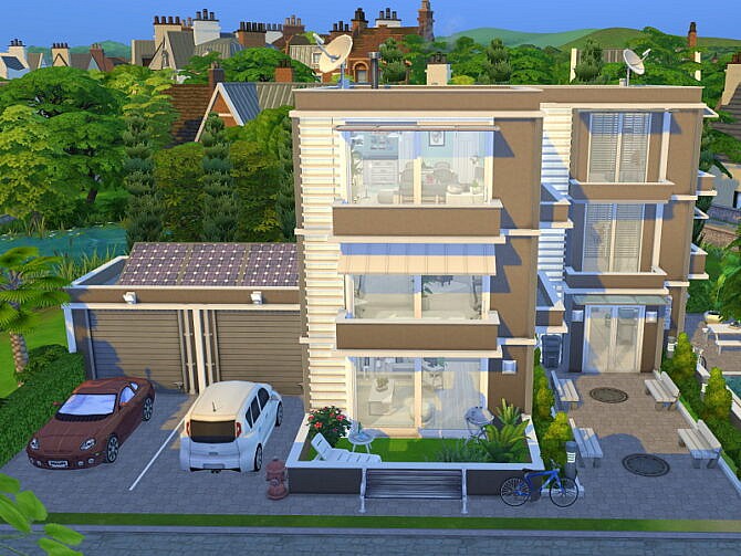 Sims 4 Modern 3 Flat Apartment House by Flubs79 at TSR