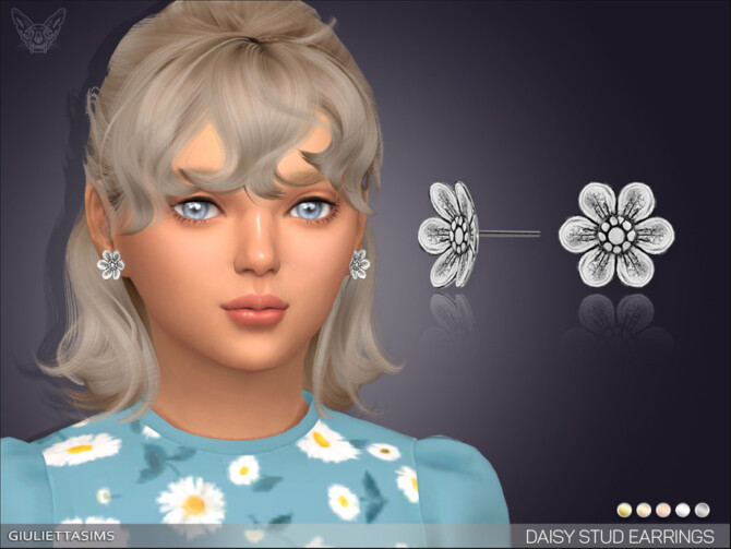 Sims 4 Daisy Stud Earrings For Kids by feyona at TSR