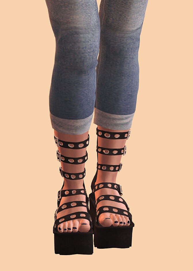 Sims 4 Studded Gladiator Platform Sandals at Astya96