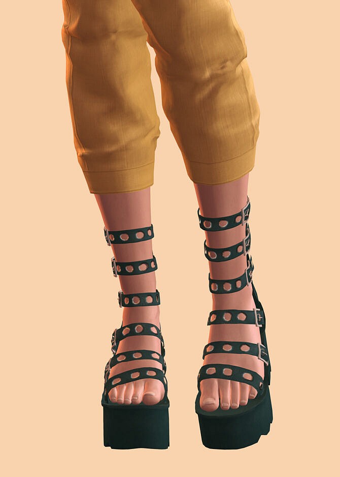 Sims 4 Studded Gladiator Platform Sandals at Astya96