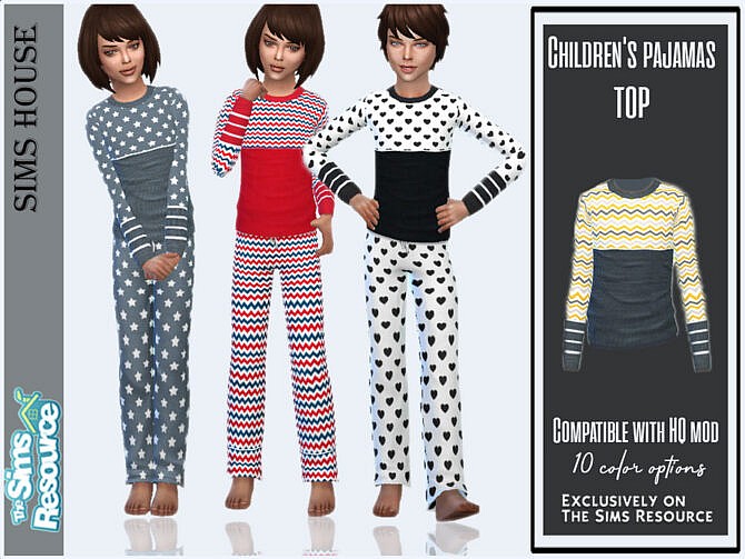 Sims 4 Kids pajama top by Sims House at TSR