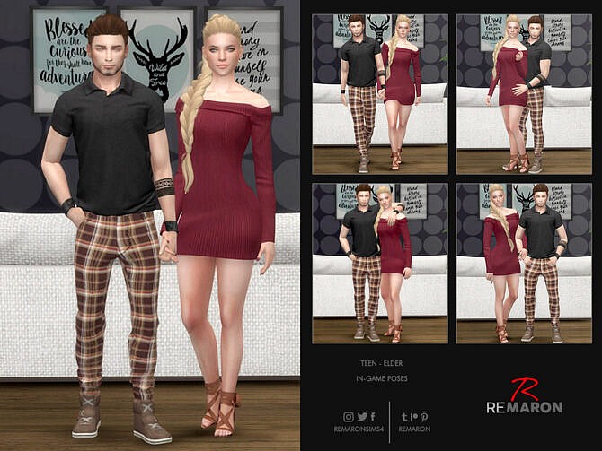 Sims 4 Couple In Game Pose Set 01 by ReMaron at TSR