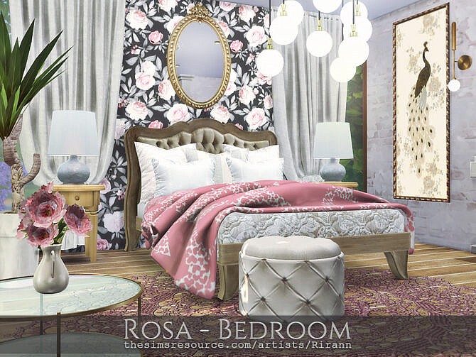 Sims 4 Rosa bedroom by Rirann at TSR