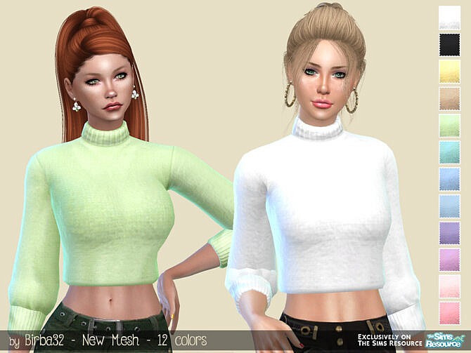 Sims 4 Short sweater pastel by Birba32 at TSR