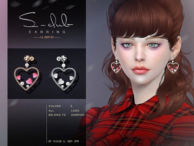 Sims 4 Peach heart earrings 202113 by S Club LL at TSR