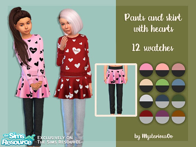 Sims 4 Pants and skirt with hearts by MysteriousOo at TSR