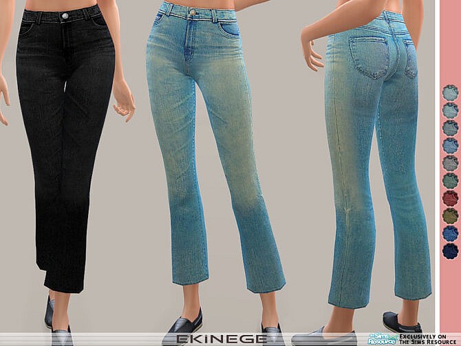 Sims 4 High Waist Crop Bootcut Jeans by ekinege at TSR