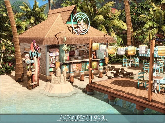 Sims 4 Ocean Beach Kiosk Cafe by MychQQQ at TSR