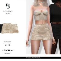 Ruched Satin Mini Skirt By Bill Sims