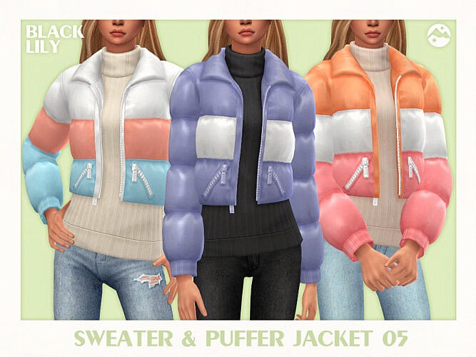 Sweater & Puffer Jacket 05 By Black Lily