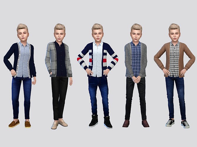 Sims 4 Dunne Casual Cardigan Boys by McLayneSims at TSR