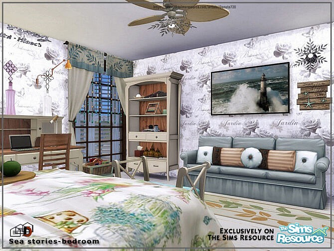 Sims 4 Sea stories bedroom by Danuta720 at TSR