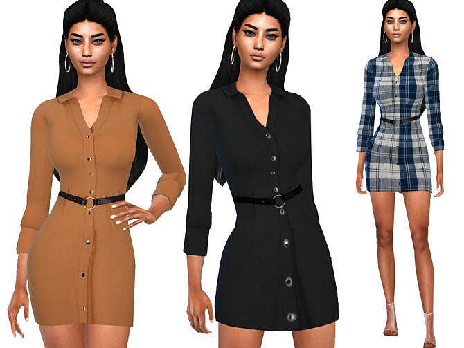 Sims 4 Shirt Dress with Belt by Saliwa at TSR