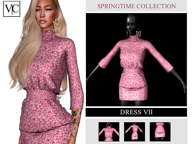 Sims 4 SpringTime Collection Dress VII by Viy Sims at TSR