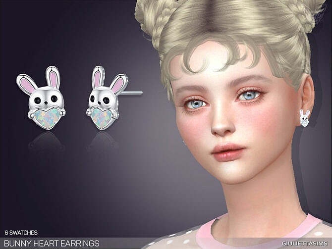 Sims 4 Bunny Heart Earrings by feyona at TSR
