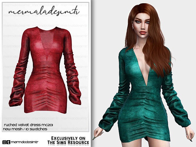 Ruched Velvet Dress Mc201 By Mermaladesimtr