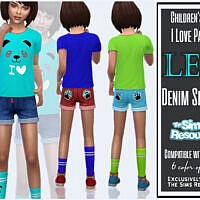 I Love Panda Denim Shorts By Sims House
