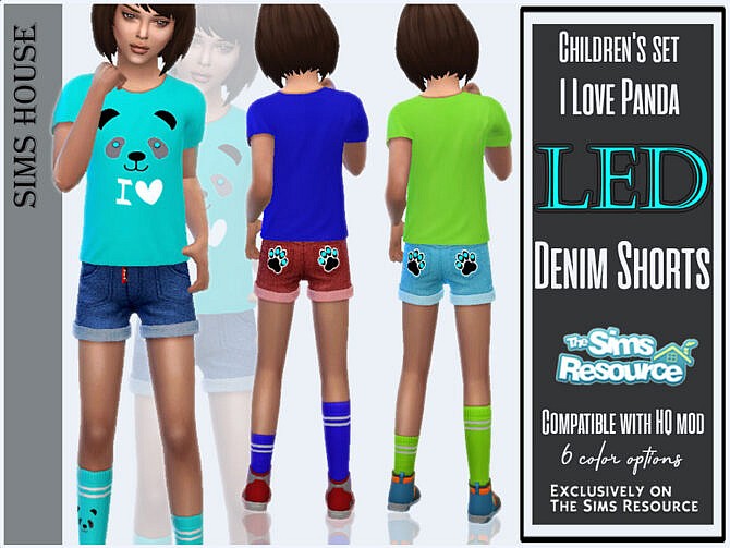 Sims 4 I Love Panda Denim Shorts by Sims House at TSR
