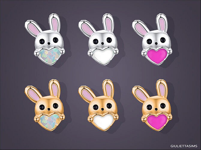Sims 4 Bunny Heart Earrings by feyona at TSR