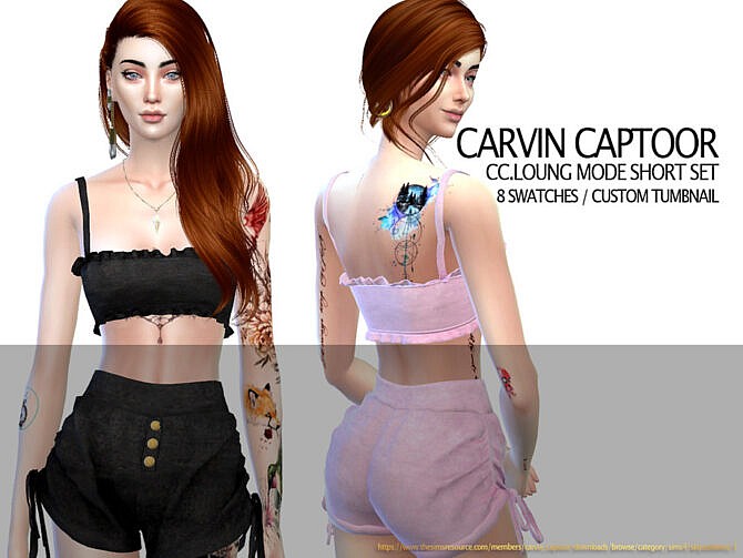 Sims 4 Loung Mode Crop Top Set by carvin captoor at TSR