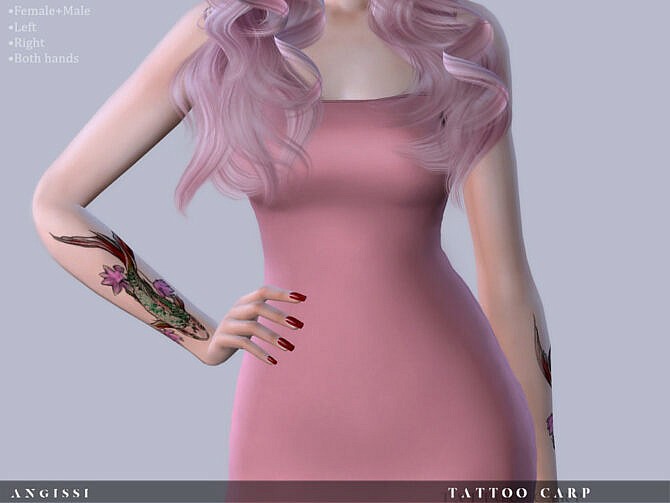 Sims 4 Carp tattoo by ANGISSI at TSR