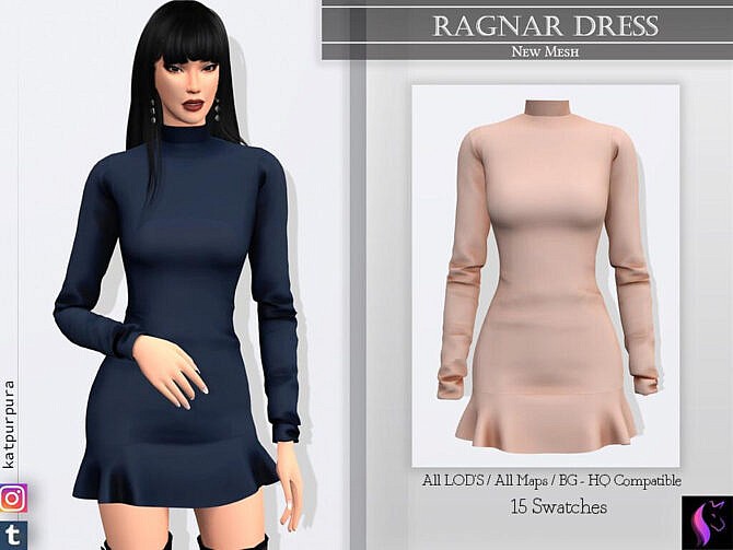 Sims 4 Ragnar Dress by KaTPurpura at TSR