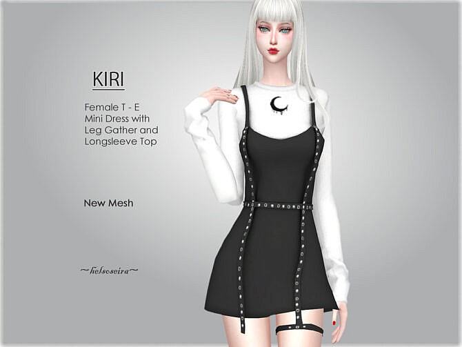 Sims 4 KIRI Goth Mini Dress by Helsoseira at TSR