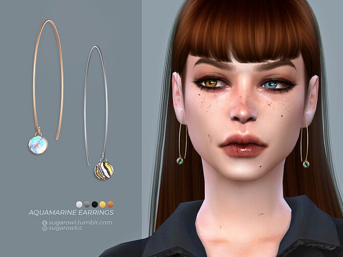Sims 4 Aquamarine earrings by sugar owl at TSR