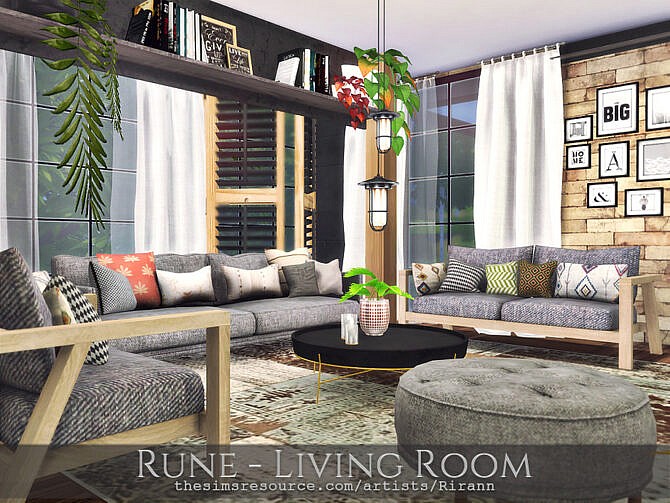 Sims 4 Rune Living Room by Rirann at TSR