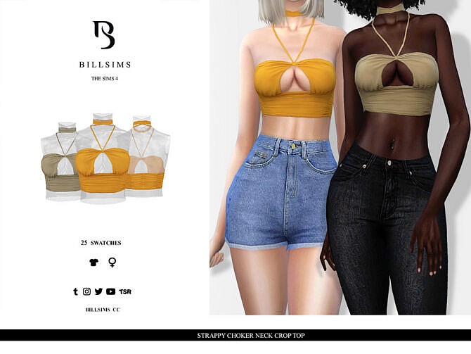 Sims 4 Strappy Choker Neck Crop Top by Bill Sims at TSR