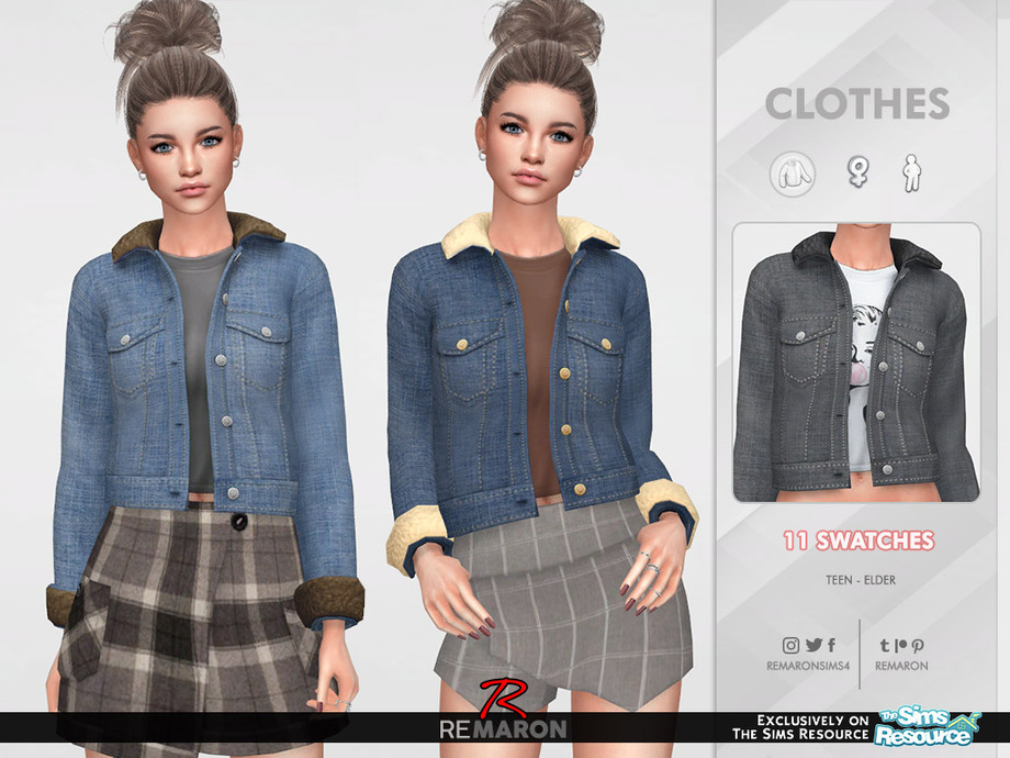 Denim Jacket 01 F by ReMaron at TSR » Sims 4 Updates