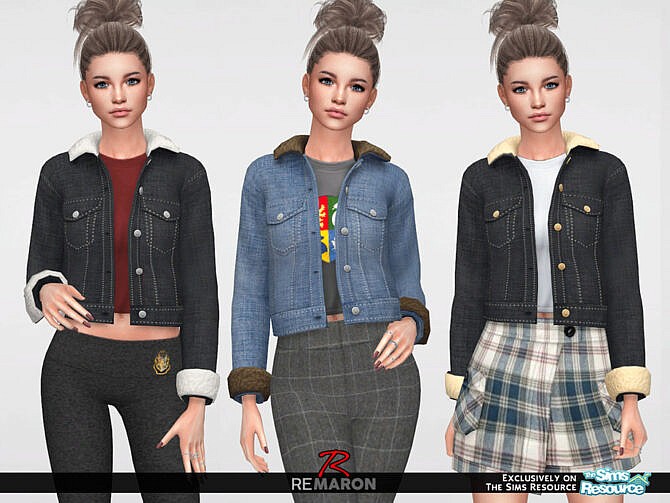Sims 4 Denim Jacket 01 F by ReMaron at TSR