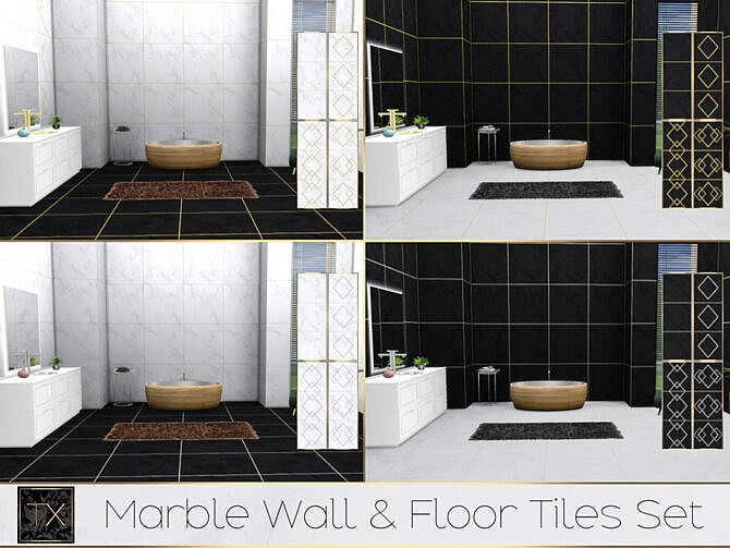 Sims 4 TX Marble Wall & Floor Tiles Set by theeaax at TSR